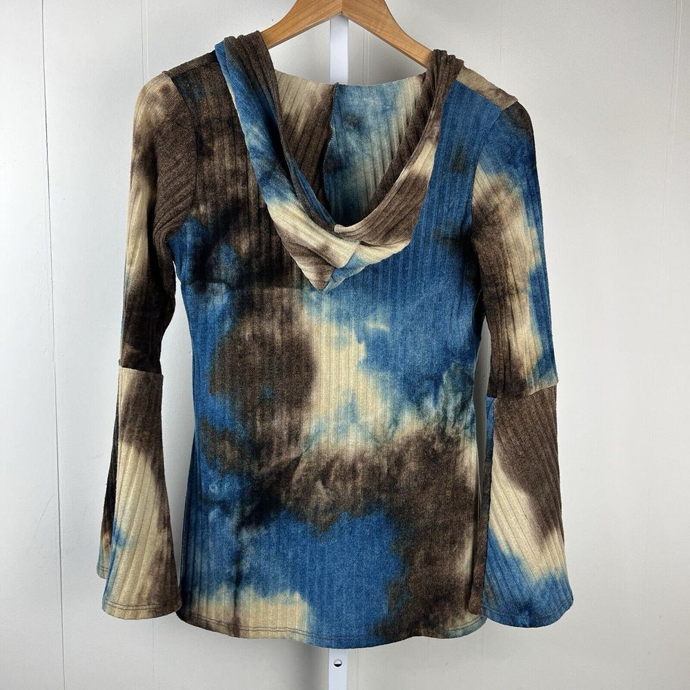 Earthbound‎ Trading Co Sweater Hoodie Womens Large Tie Dye Ribbed Bell Sleeve - Picture 5 of 6